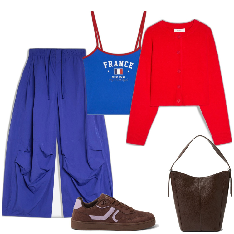 Outfit mujer - Casual chic #13582. Estilo Casual chic para Todos los días. Combinación con bolsos de hombro, camisetas sin mangas, sneakers, blazers, pantalones.
