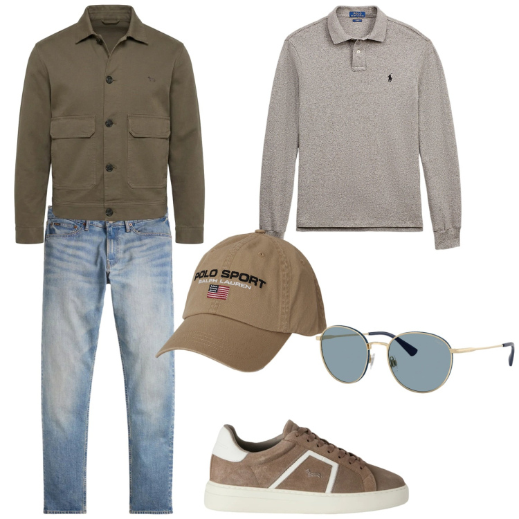 Outfit uomo - City. Stile Urban per Tutti i giorni. Abbinamento con cappotti, sneakers, jeans, cappelli, occhiali da sole, polo.