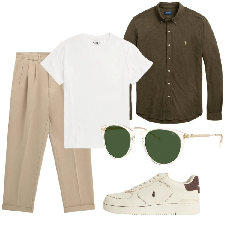 Outfit uomo - Di giorno. Stile Trendy per Tutti i giorni. Abbinamento con pantaloni, t-shirt, camicie, occhiali da sole, sneakers.