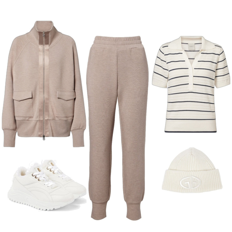 Outfit femme - Varley Casual Beige. Style Casual pour Tous les jours. Assortir avec pantalons de sport, bonnets, sweat-shirts, sneakers, polos.