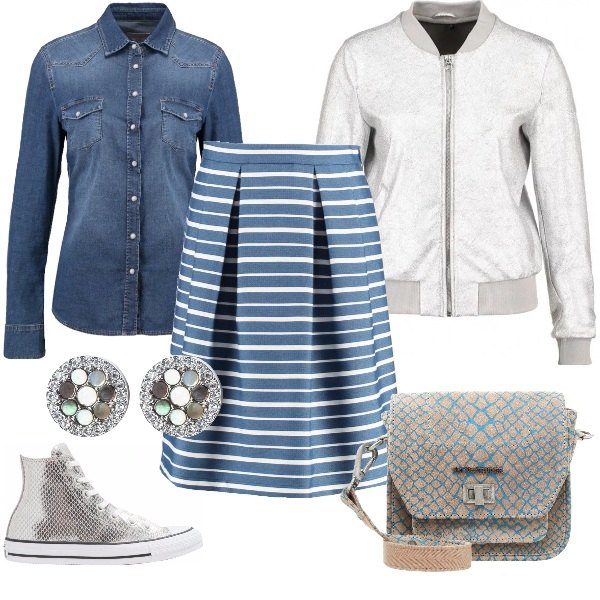 Outfit donna - Gonna a campana. Stile Trendy per Scuola/Università.