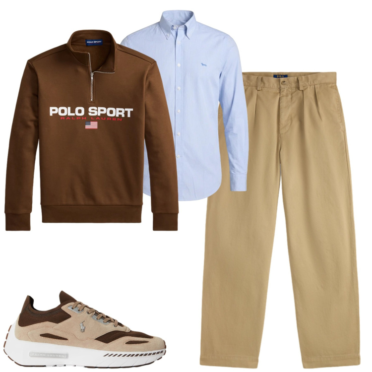 Outfit uomo - City. Stile Urban per Tutti i giorni. Abbinamento con camicie, felpe, pantaloni chino, sneakers.