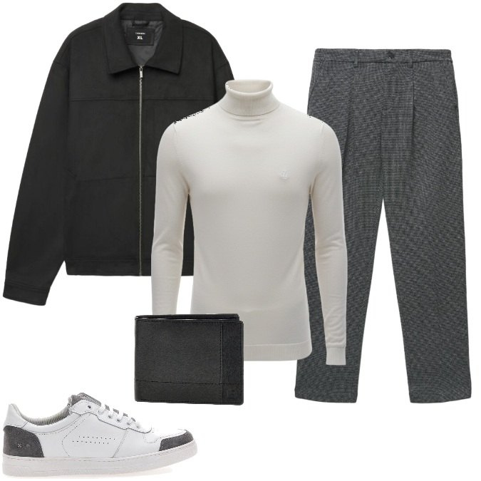 Outfit uomo - Urban Chic: dall'ufficio all'aperitivo. Stile Urban per Ufficio. Abbinamento con cappotti, pantaloni chino, pullovers, sneakers, portafogli.