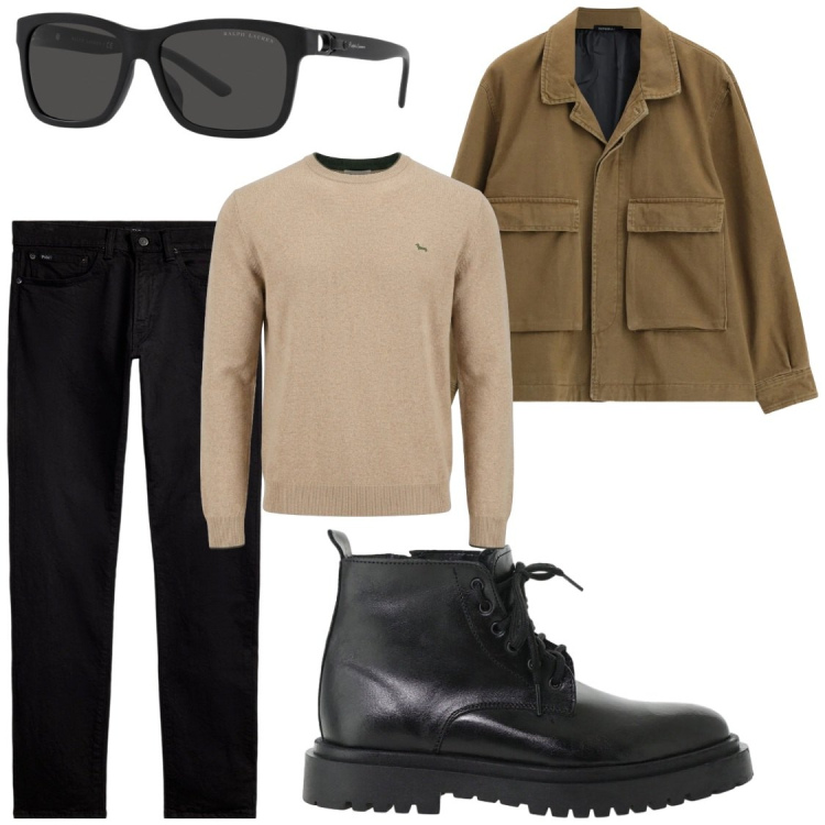 Outfit uomo - La fiele jacket perfetta. Stile Trendy per Serata speciale. Abbinamento con maglieria, anfibi, cappotti, jeans, occhiali da sole.