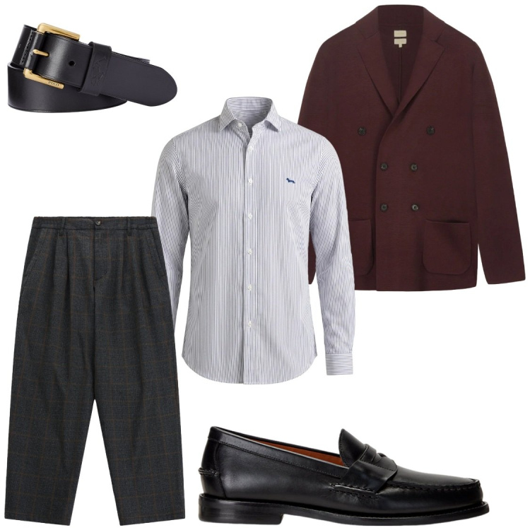 Outfit uomo - Serenità in ottobre. Stile Trendy per Serata speciale. Abbinamento con camicie, pantaloni, cardigans, scarpe stringate, cinture.