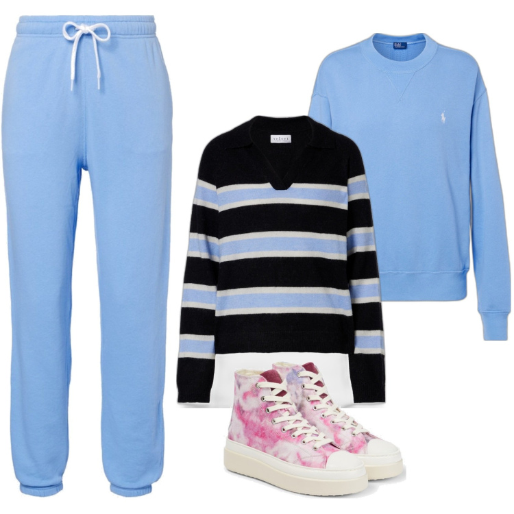 Outfit femme - Cosy Bleu. Style Casual pour Tous les jours. Assortir avec sneakers, pantalons de sport, sweat-shirts, polos.