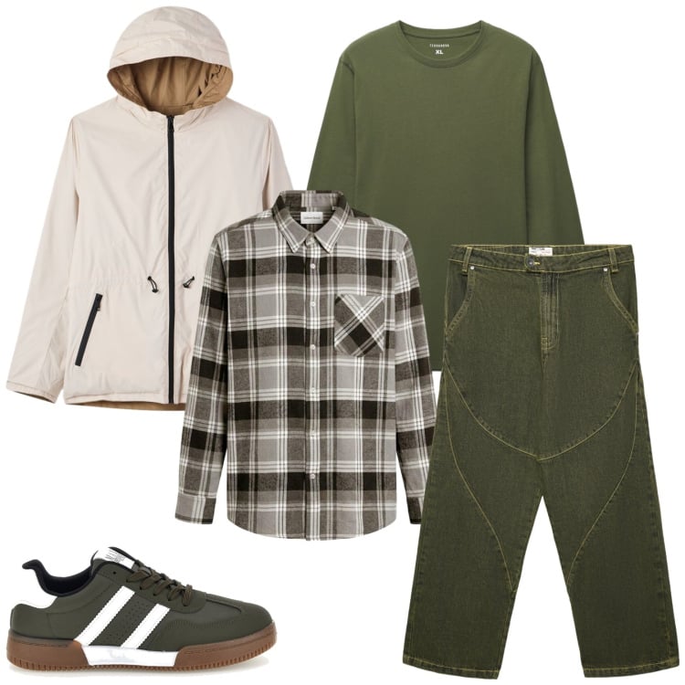 Outfit uomo - Total look #2484170. Stile Trendy per Tutti i giorni. Abbinamento con jeans dritti, giacche, t-shirt, sneakers, camicie.