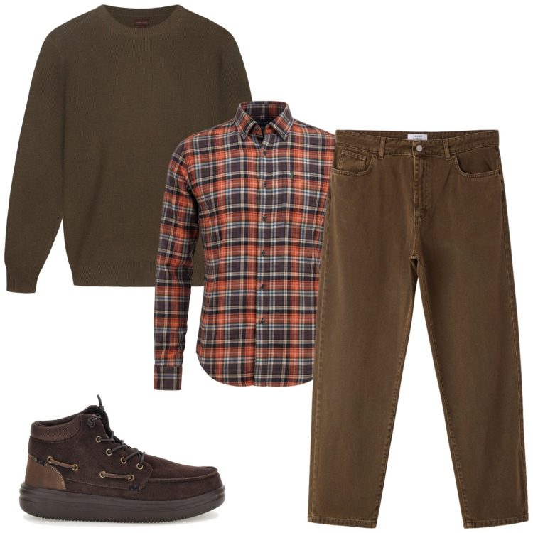 Outfit uomo - Total look #2484173. Stile Trendy per Tutti i giorni. Abbinamento con maglieria, pantaloni, camicie, stivali e stivaletti.