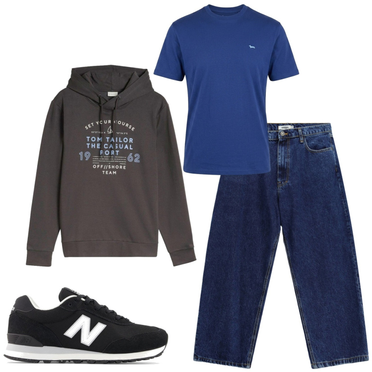 Outfit uomo - Total look #2484176. Stile Casual per Tutti i giorni. Abbinamento con t-shirt, jeans, sneakers, felpe con cappuccio.