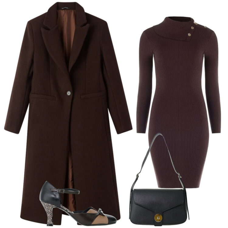 Outfit donna - Total look #2484186. Stile Bon Ton per Serata fuori. Abbinamento con borse a spalla, vestiti asimmetrici, décolleté, cappotti.