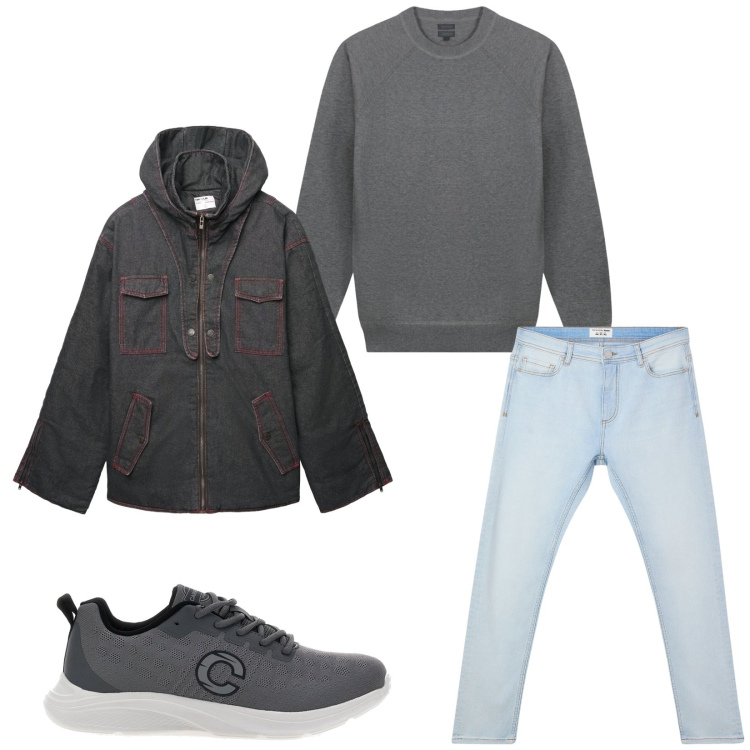 Outfit uomo - Total look #2484190. Stile Casual per Tutti i giorni. Abbinamento con maglieria, jeans skinny, giacche, sneakers.