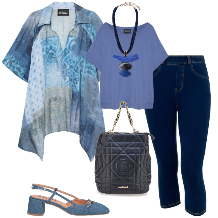 Outfit donna - Total look #2484223. Stile Casual chic per Tutti i giorni. Abbinamento con bluse, ciondoli, t-shirt, jeans skinny, décolleté, zaini.