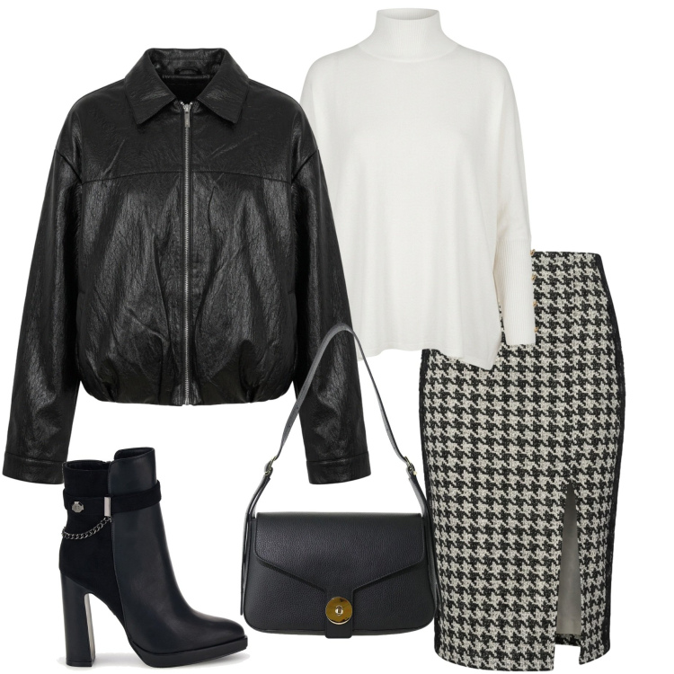 Outfit donna - Soft leather. Stile Casual chic per Ufficio. Abbinamento con borse a spalla, gonne lunghe, pullovers, bomber, stivaletti.
