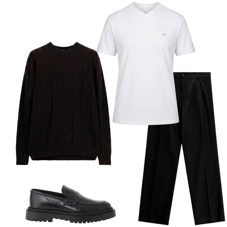 Outfit uomo - Total look #2484341. Stile Trendy per Serata speciale. Abbinamento con t-shirt, pantaloni, scarpe stringate, maglieria.
