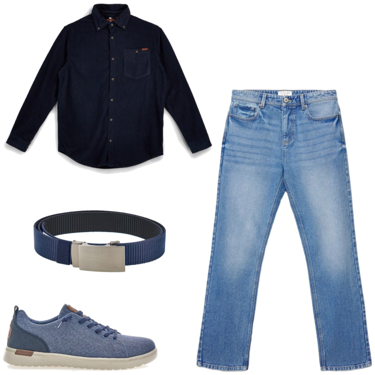 Outfit uomo - Total look #2484350. Stile Casual per Tutti i giorni. Abbinamento con jeans dritti, sneakers, cinture, camicie.
