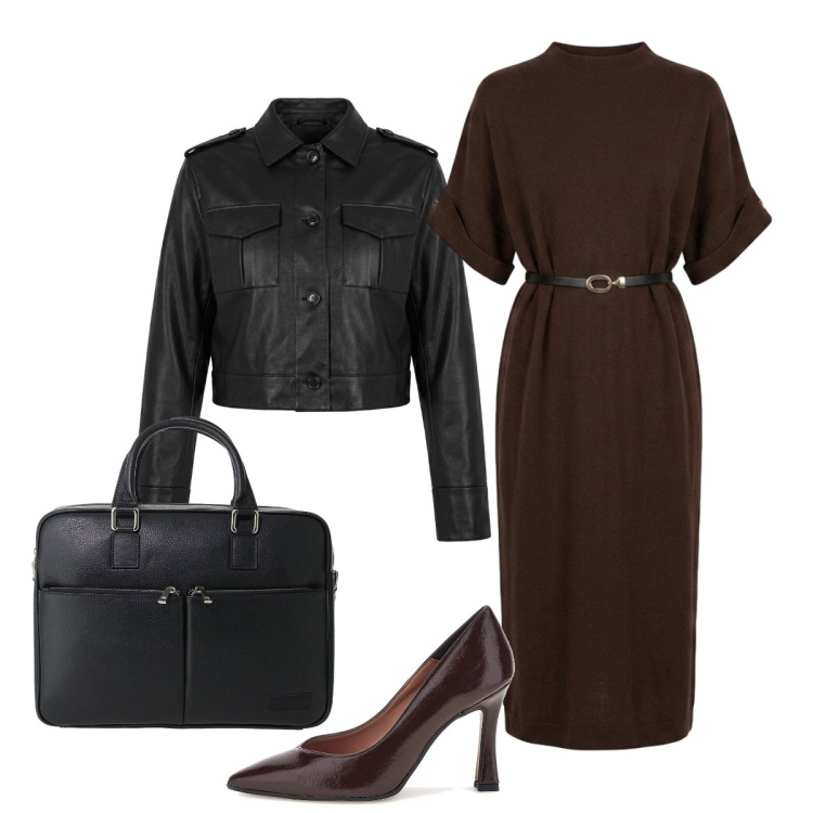 Outfit donna - In ufficio. Stile Chic per Ufficio. Abbinamento con borse messenger, vestiti midi/longuette, bomber, décolleté.