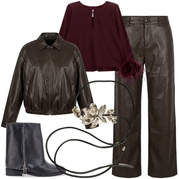 Outfit donna - SOFT LEATHER: Gli opposti si attraggono. Stile Rock per Serata fuori. Abbinamento con bluse, pantaloni, cinture, bomber, stivaletti.