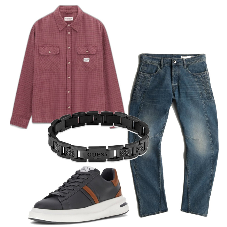 Outfit hombre - Urban style. Estilo Urban para Todos los días. Combinación con pulseras, sneakers, vaqueros, camisas.