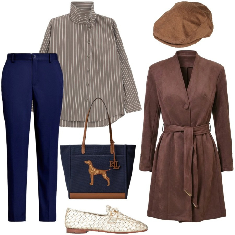 Outfit donna - Weekend. Stile Casual chic per Tutti i giorni. Abbinamento con cappelli, mocassini, trench, camicie, pantaloni, borse tote.