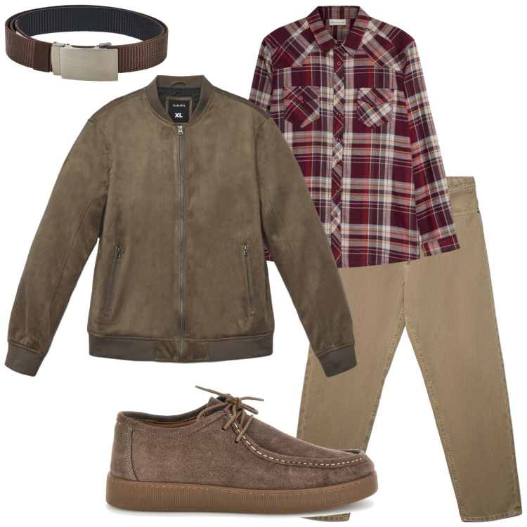 Outfit uomo - Camicia scozzese. Stile Casual per Tutti i giorni. Abbinamento con giacche, jeans, scarpe stringate, camicie, cinture.