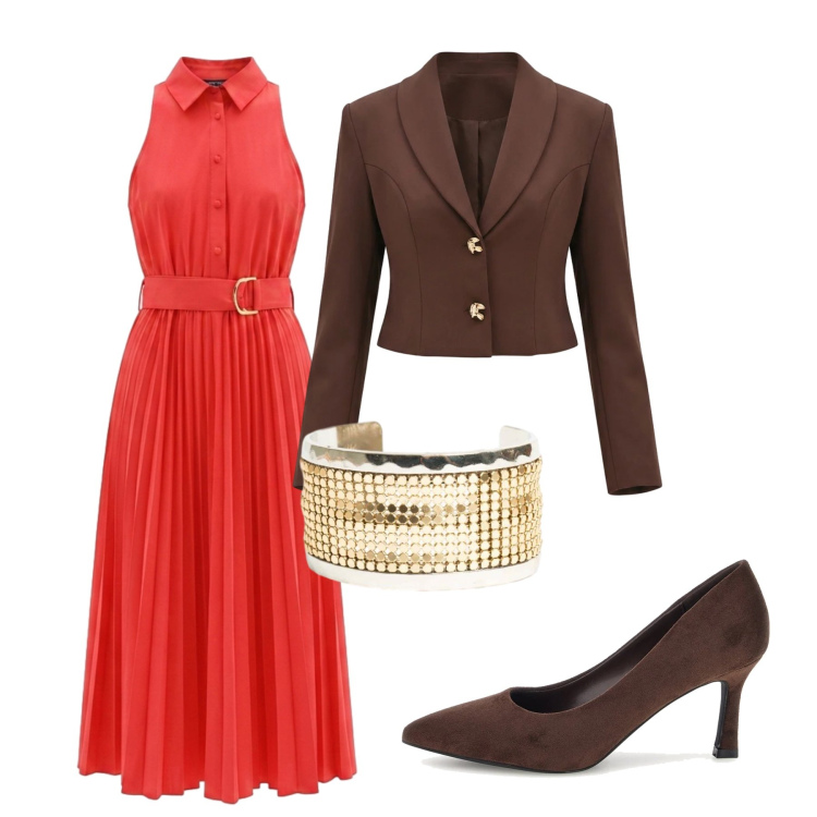 Outfit donna - Total look #2484481. Stile Chic per Cerimonia. Abbinamento con vestiti chemisier, blazer, braccialetti, décolleté.