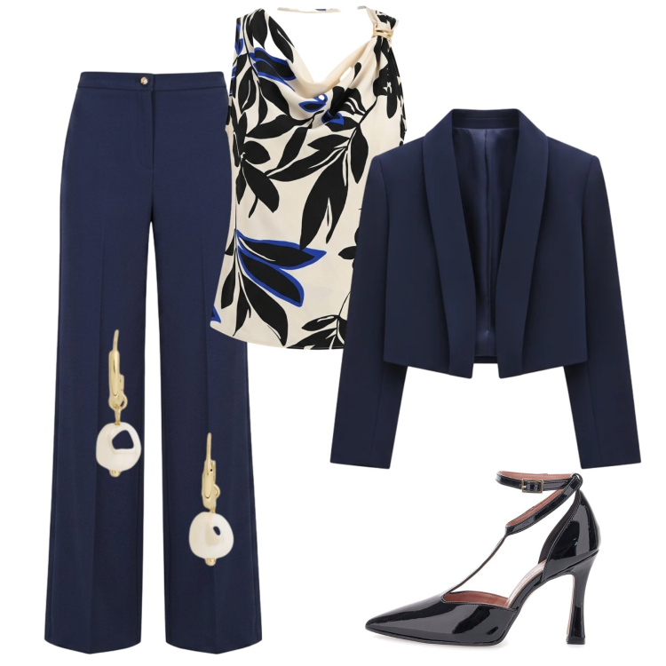 Outfit donna - Total look #2484483. Stile Chic per Cerimonia. Abbinamento con pantaloni a palazzo, bolero, canottiere, orecchini, décolleté.
