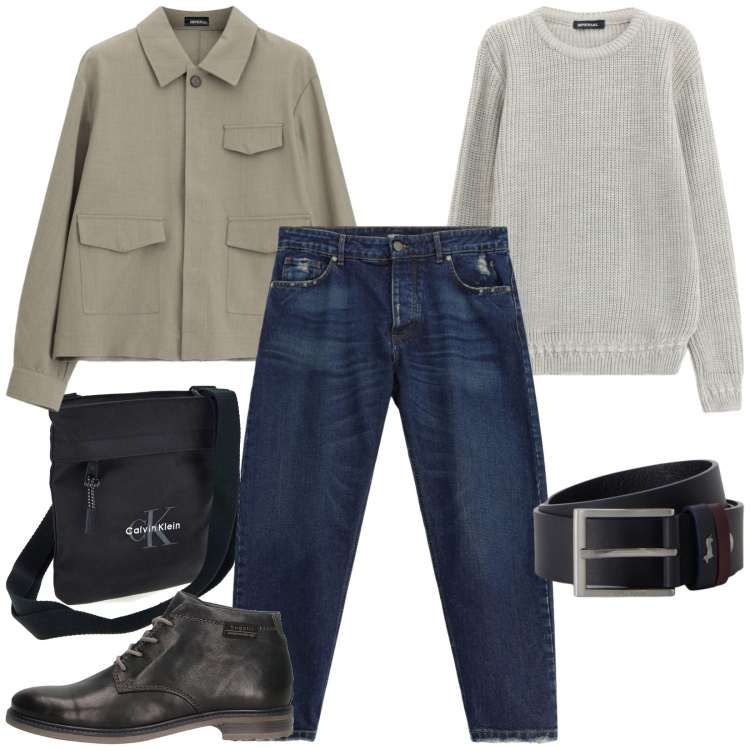 Outfit uomo - Stivali dal carattere retro romantico. Stile Trendy per Ufficio. Abbinamento con cinture, jeans, cappotti, maglieria, stivali e stivaletti, borse sportive.