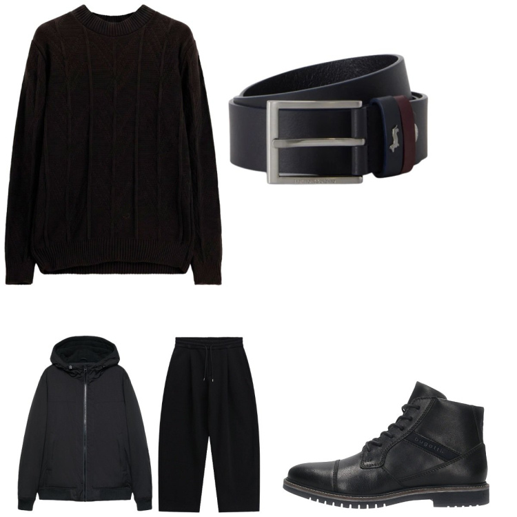 Outfit uomo - Total look #2484588. Abbinamento con giacche, pantaloni, maglieria, cinture, anfibi.