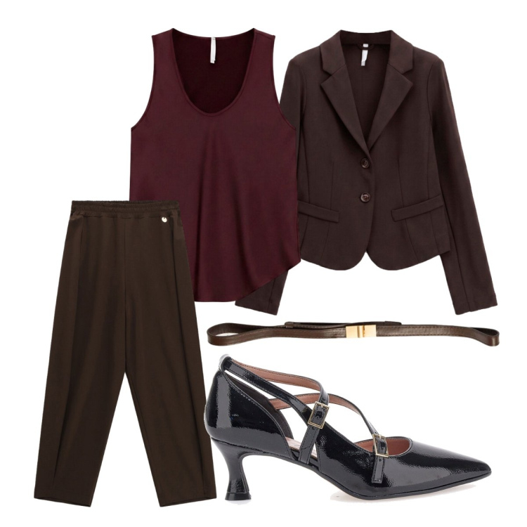 Outfit donna - SOFT LEATHER: Gli opposti si attraggono. Stile Mannish per Ufficio. Abbinamento con pantaloni, canottiere, blazer, cinture, décolleté.