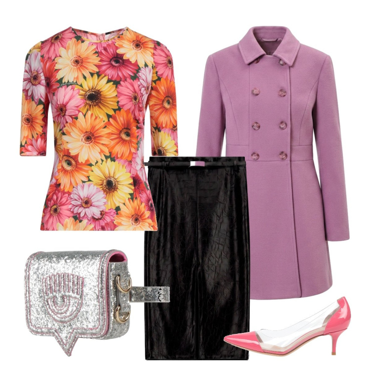 Outfit donna - Gonna longuette chic. Stile Casual chic per Ufficio. Abbinamento con marsupi, décolleté, top, cappotti, gonne longuette.