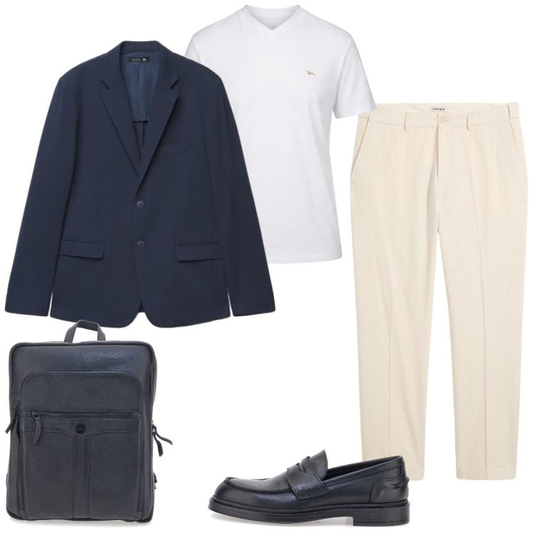 Outfit uomo - Total look #2484663. Stile Business/Elegante per Ufficio. Abbinamento con pantaloni, giacche, t-shirt, borse sportive, scarpe stringate.