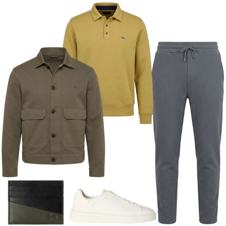 Outfit uomo - Total look #2484721. Stile Trendy per Tutti i giorni. Abbinamento con felpe, pantaloni, cappotti, sneakers, portafogli.