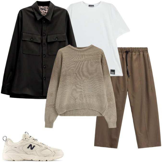 Outfit uomo - Layering Comodo per la Serata. Stile Urban per Serata speciale. Abbinamento con maglieria, pantaloni, t-shirt, cappotti, sneakers.
