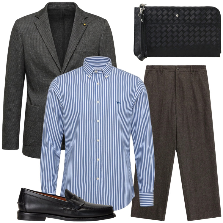 Outfit uomo - Total look #2484764. Stile Casual per Tutti i giorni. Abbinamento con camicie, pantaloni, giacche, portafogli, scarpe stringate.