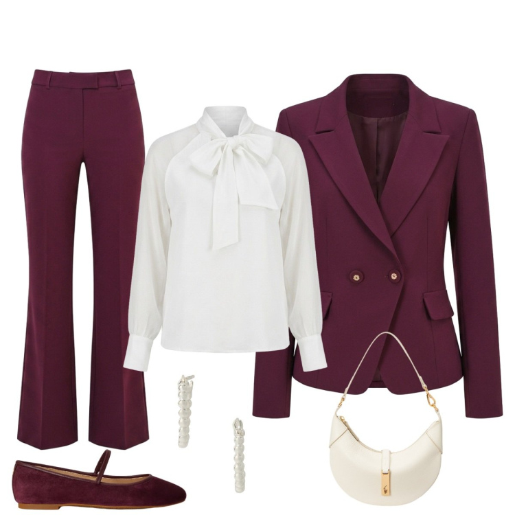 Outfit donna - Perfecto. Stile Sporty chic per Cerimonia. Abbinamento con pantaloni, bluse, blazer, orecchini, borse a spalla, ballerine.