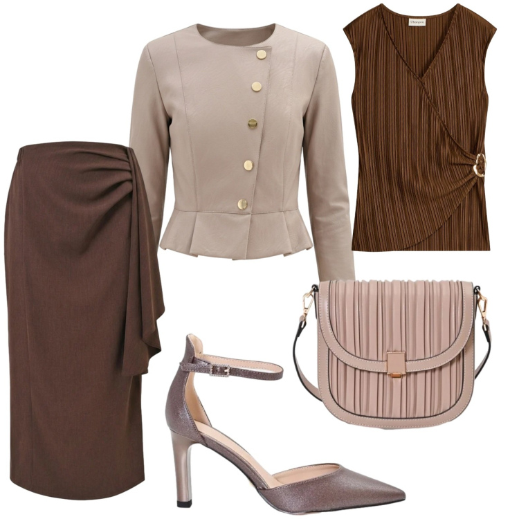 Outfit donna - Cool attitude. Stile Casual per Tutti i giorni. Abbinamento con borse a tracolla, décolleté, gonne longuette, blazer, canottiere.