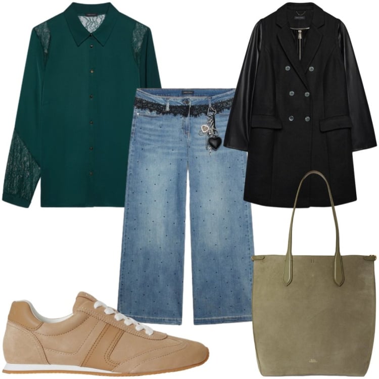 Outfit donna - Total look #2484834. Stile Casual per Tutti i giorni. Abbinamento con jeans, camicie, cappotti, sneakers, borse tote.