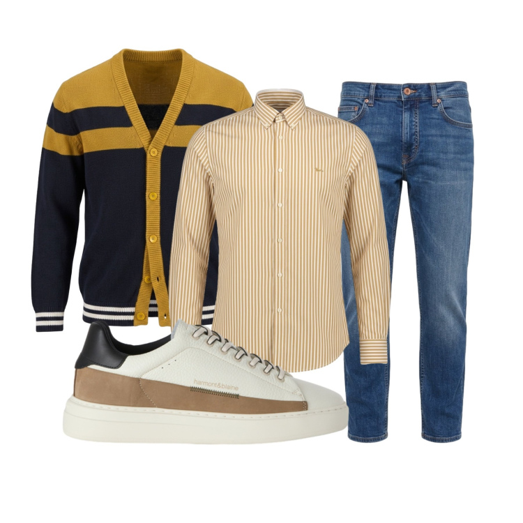 Outfit uomo - The New Everyday - Harmont & Blaine. Stile Casual per Tutti i giorni. Abbinamento con sneakers, cardigans, camicie, jeans.