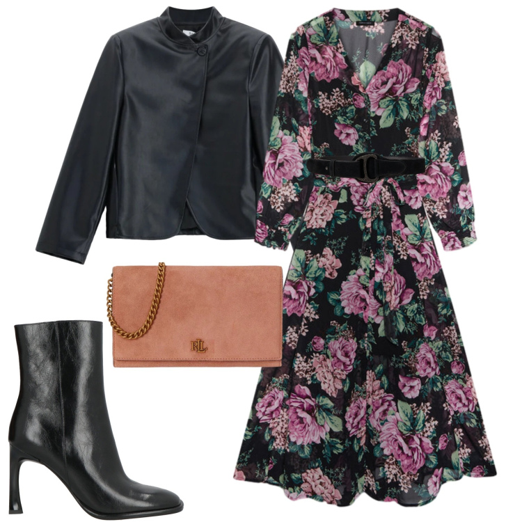 Outfit donna - Abito chemisier. Stile Casual chic per Cerimonia. Abbinamento con vestiti midi/longuette, borse a tracolla, cinture, blazer, stivaletti.