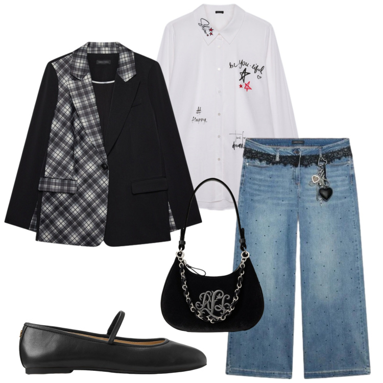Outfit donna - Fiorella Rubino. Stile Casual chic per Tutti i giorni. Abbinamento con jeans, blazer, camicie, ballerine, borse a spalla.