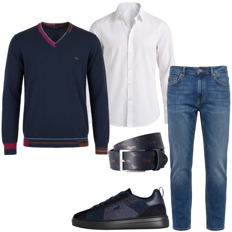 Outfit uomo - Le sneakers patchwork. Stile Trendy per Tutti i giorni. Abbinamento con sneakers, camicie, jeans, maglieria, cinture.
