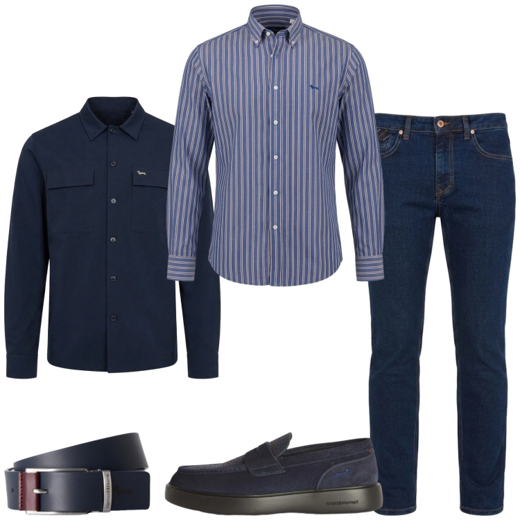 Outfit uomo - Total look #2484893. Stile Trendy per Serata speciale. Abbinamento con scarpe stringate, jeans, camicie, cinture, cappotti.