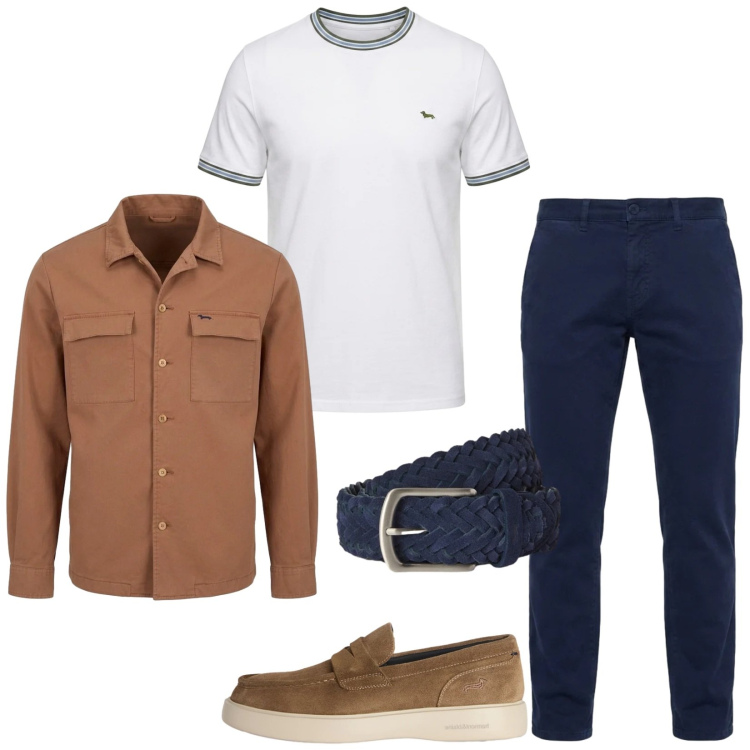 Outfit uomo - Total look #2484898. Stile Casual per Ufficio. Abbinamento con scarpe stringate, pantaloni, cinture, cappotti, t-shirt.