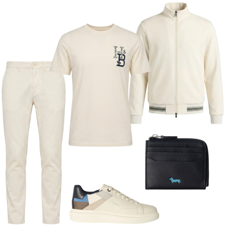 Outfit uomo - Total look #2484903. Stile Casual per Tutti i giorni. Abbinamento con sneakers, felpe, t-shirt, pantaloni, portafogli.