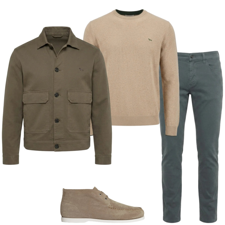 Outfit uomo - Autunno. Stile Casual per Tutti i giorni. Abbinamento con jeans slim fit, maglieria, cappotti, scarpe stringate.