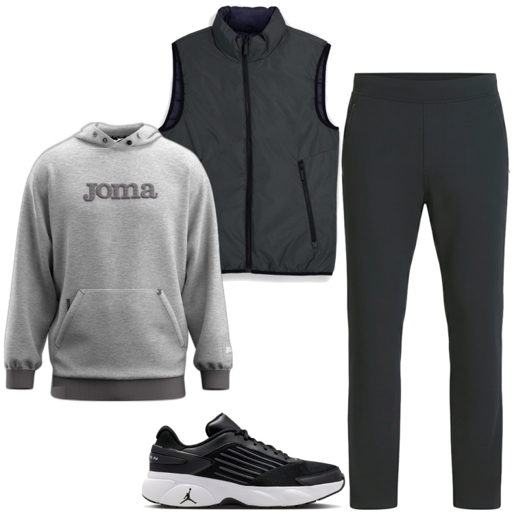 Outfit uomo - Total look #2484914. Stile Urban per Tutti i giorni. Abbinamento con felpe con cappuccio, pantaloni, sneakers, piumini.