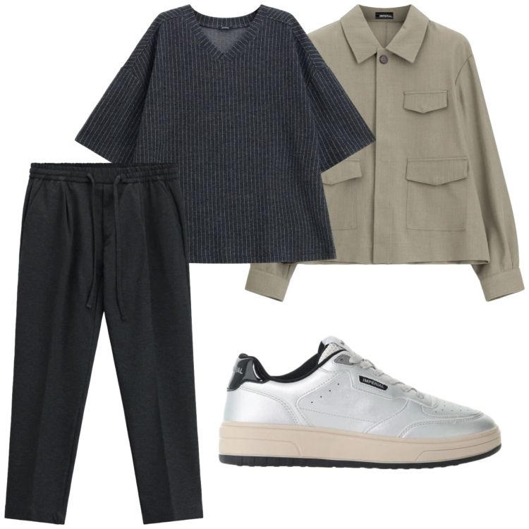 Outfit uomo - Total look #2484918. Stile Trendy per Tutti i giorni. Abbinamento con sneakers, cappotti, pantaloni, t-shirt.