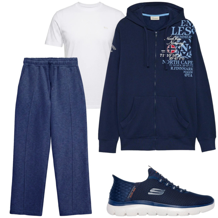 Outfit uomo - Total look #2484924. Stile Urban per Tutti i giorni. Abbinamento con t-shirt, pantaloni, felpe con cappuccio, sneakers.