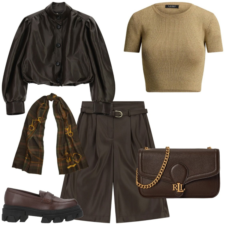 Outfit donna - I pantaloncini invernali 2026/2027. Stile Chic per Serata fuori. Abbinamento con giacche, bermuda, t-shirt, borse a tracolla, sciarpe, mocassini.