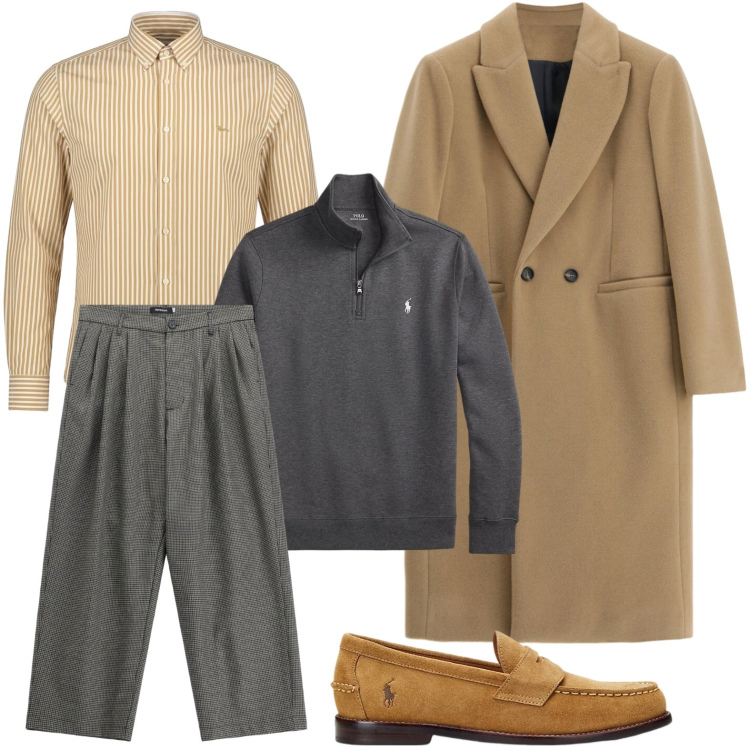 Outfit uomo - Casual strutturato. Stile Casual per Tutti i giorni. Abbinamento con camicie, pantaloni, cappotti, scarpe stringate, pullovers.